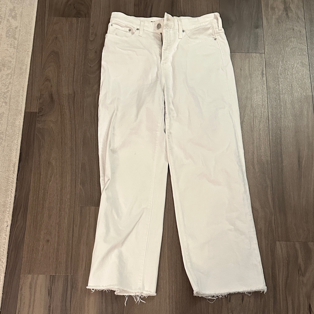 J. Crew Women's white slim wide Leg Jeans